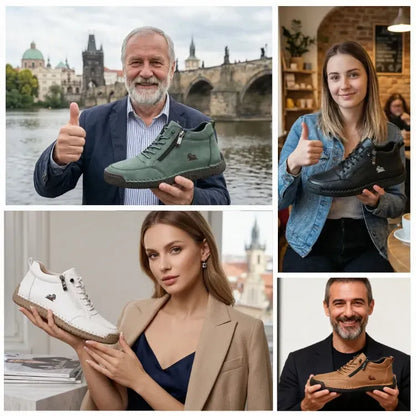 Ergonomični ortopedska usnjena obutev — vrhunsko italijansko goveje usnje s podporo za stopnišče, ki pomaga pri lajšanju bolečin v stopalih