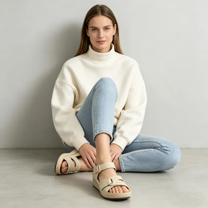 Ergonomski ortopedični sandali — s podporo stopnega loka, ki pomaga lajšati bolečine v stopalih, stabilizirati pete in zmanjšati nestabilnost pri hoji